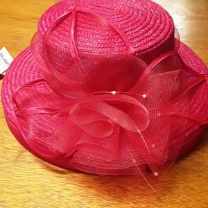 New Red Ladies Church Hat